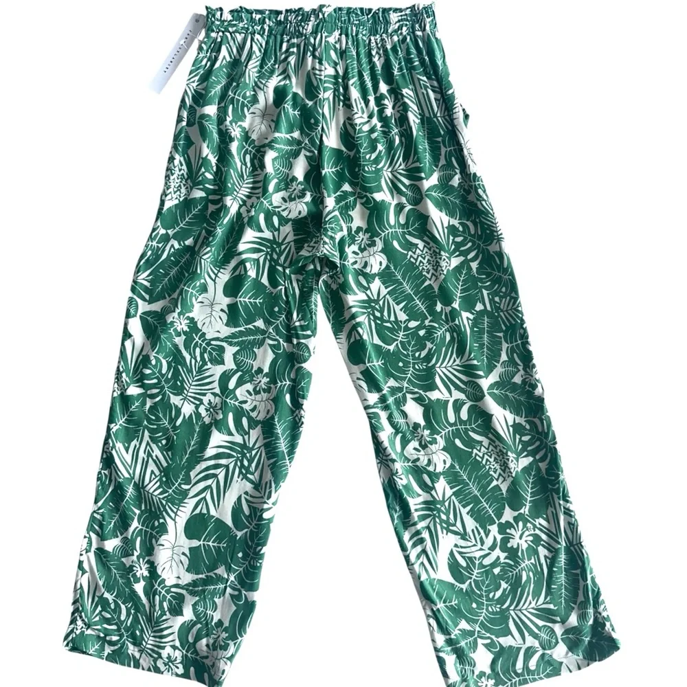 Jane And Delancey Green White Tropical Pants Small Resort Style - Picture 5 of 15